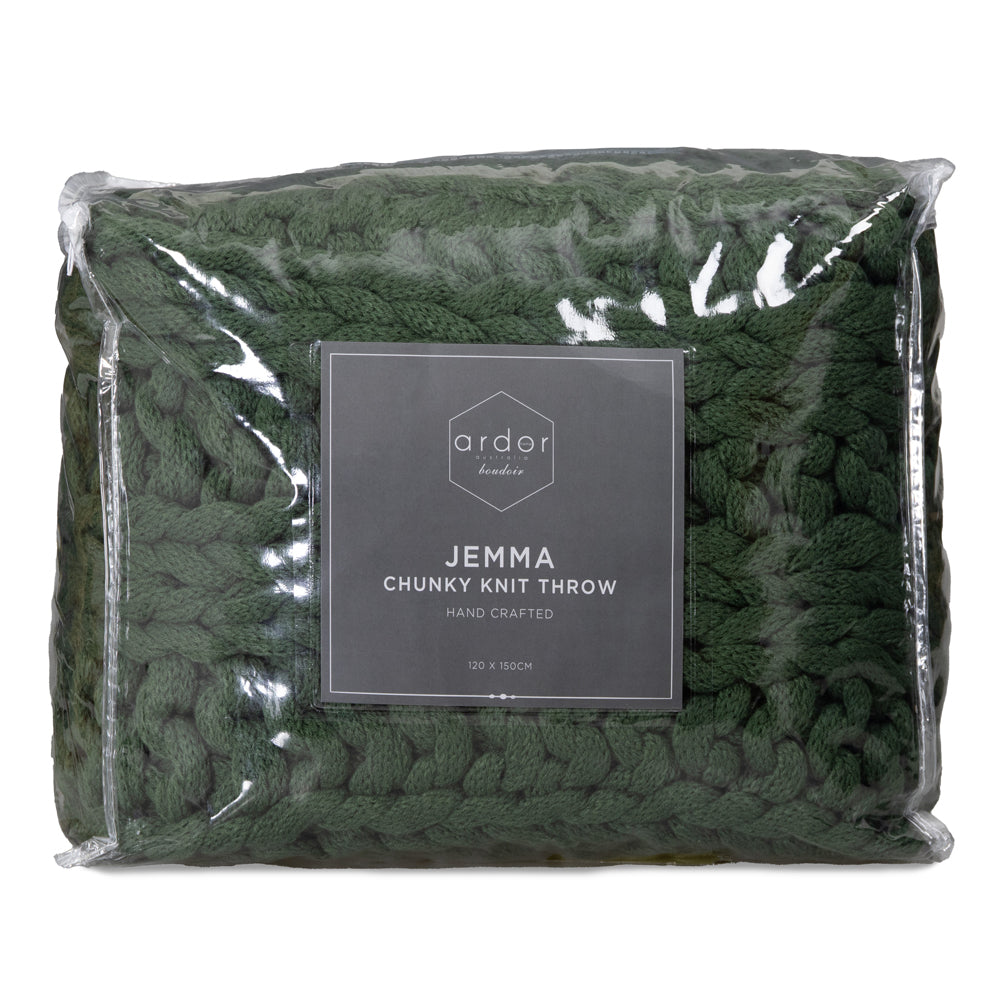 Ardor Boudoir Jemma Chunky Acrylic Throw Olive 120x150cm