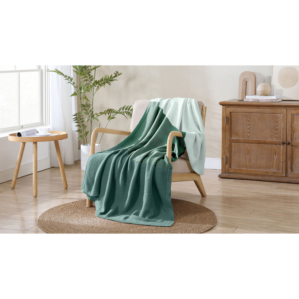 Ardor Isla Acrylic Knitted Blanket/Throw Green 127x152cm