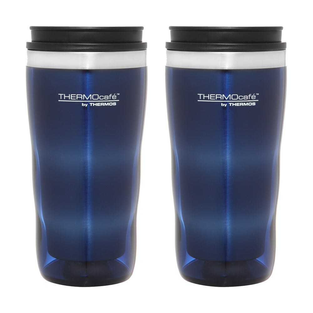 2x 470ml THERMOcafe Stainless Steel Inner, Plastic Outer Travel Tumbler Blue