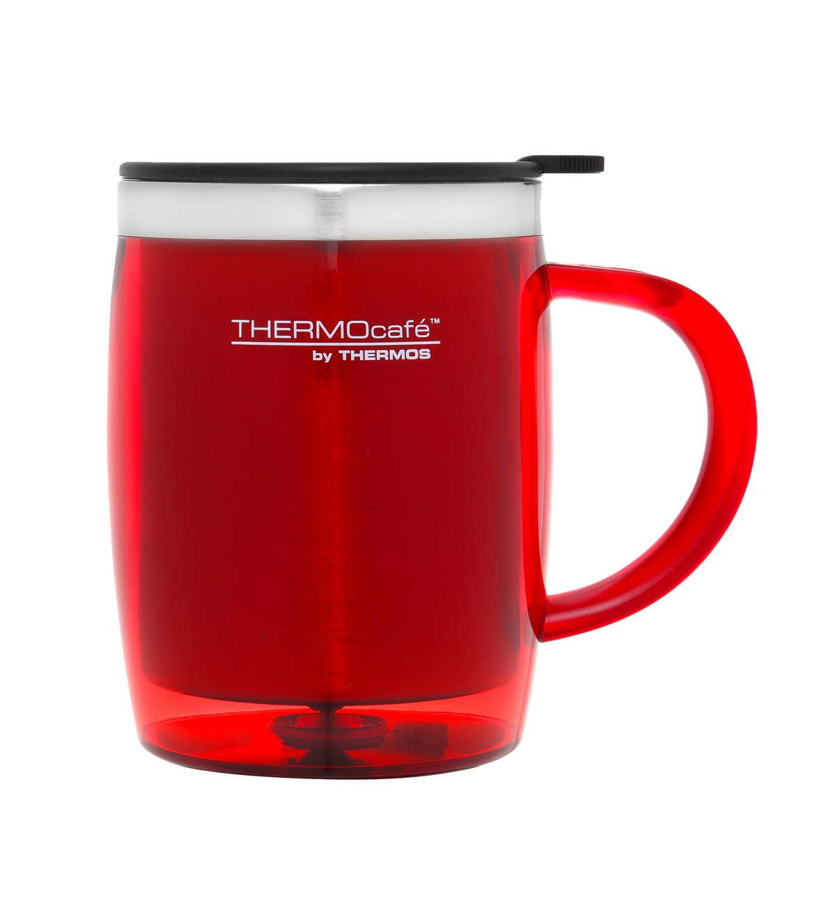 2x 450ml THERMOcafe Stainless Steel Inner, Plastic Outer Desk Mug Red