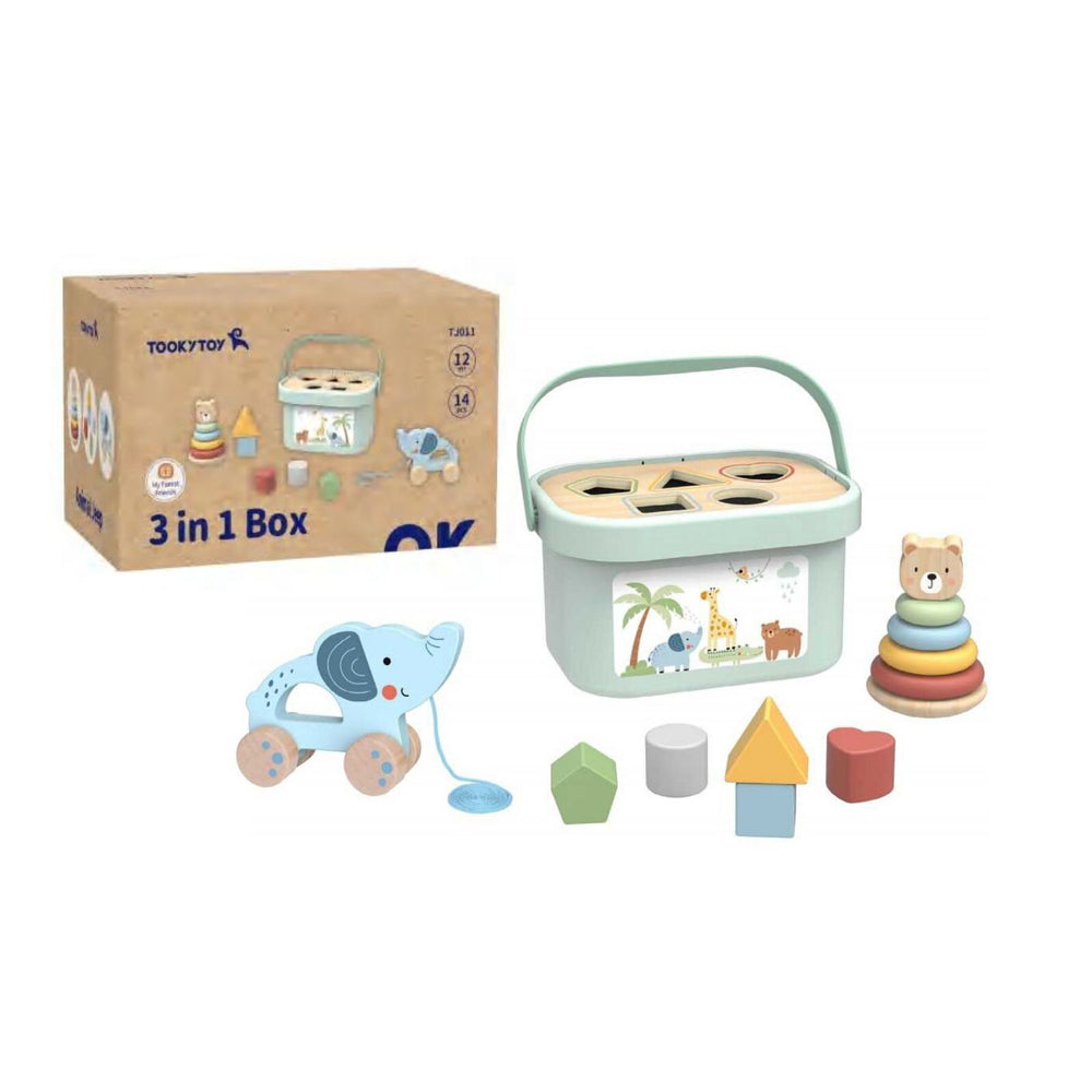 Tooky Toy 3-in-1 My Forest Friends Wooden Box Kids 12m+
