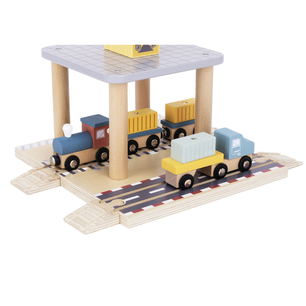 24pc Tooky Toy Port Crane Cargo Wooden Toy Block Set 3+