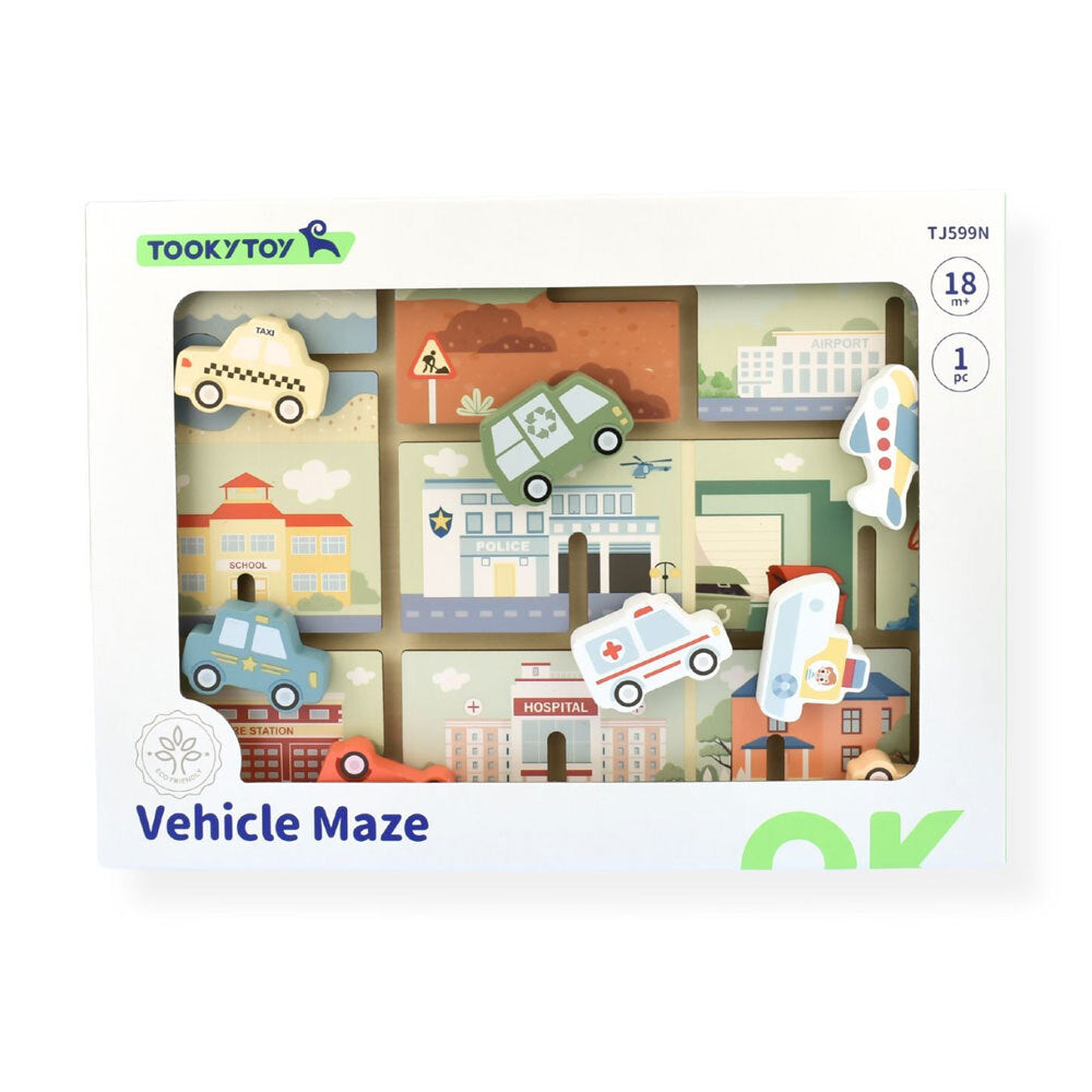 Tooky Toy Wooden Childrens Traffic Maze Puzzle Board 18M+