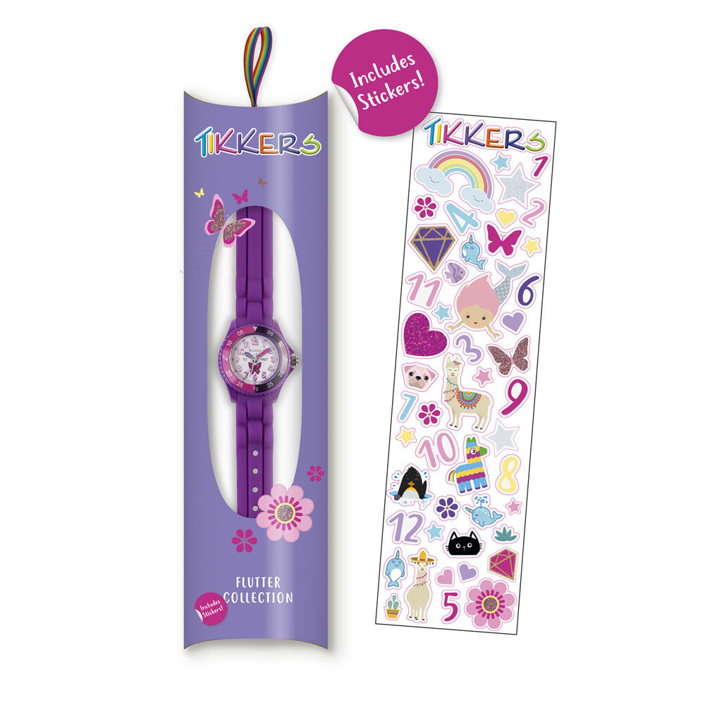 Tikkers Time Teacher Dial Watch w/ Adjustable Silicone Straps - Dark Purple