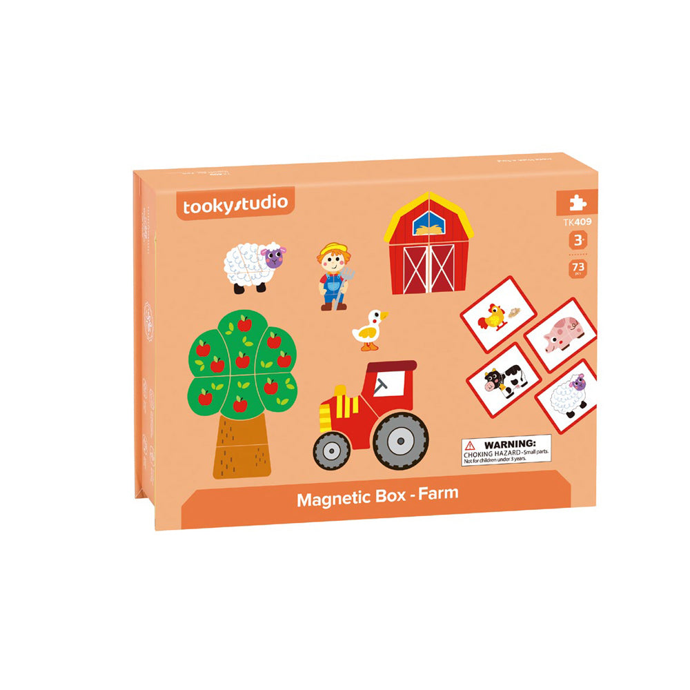 Tooky Toy Magnetic Puzzle Pieces Travel Play Box - Farm 3+