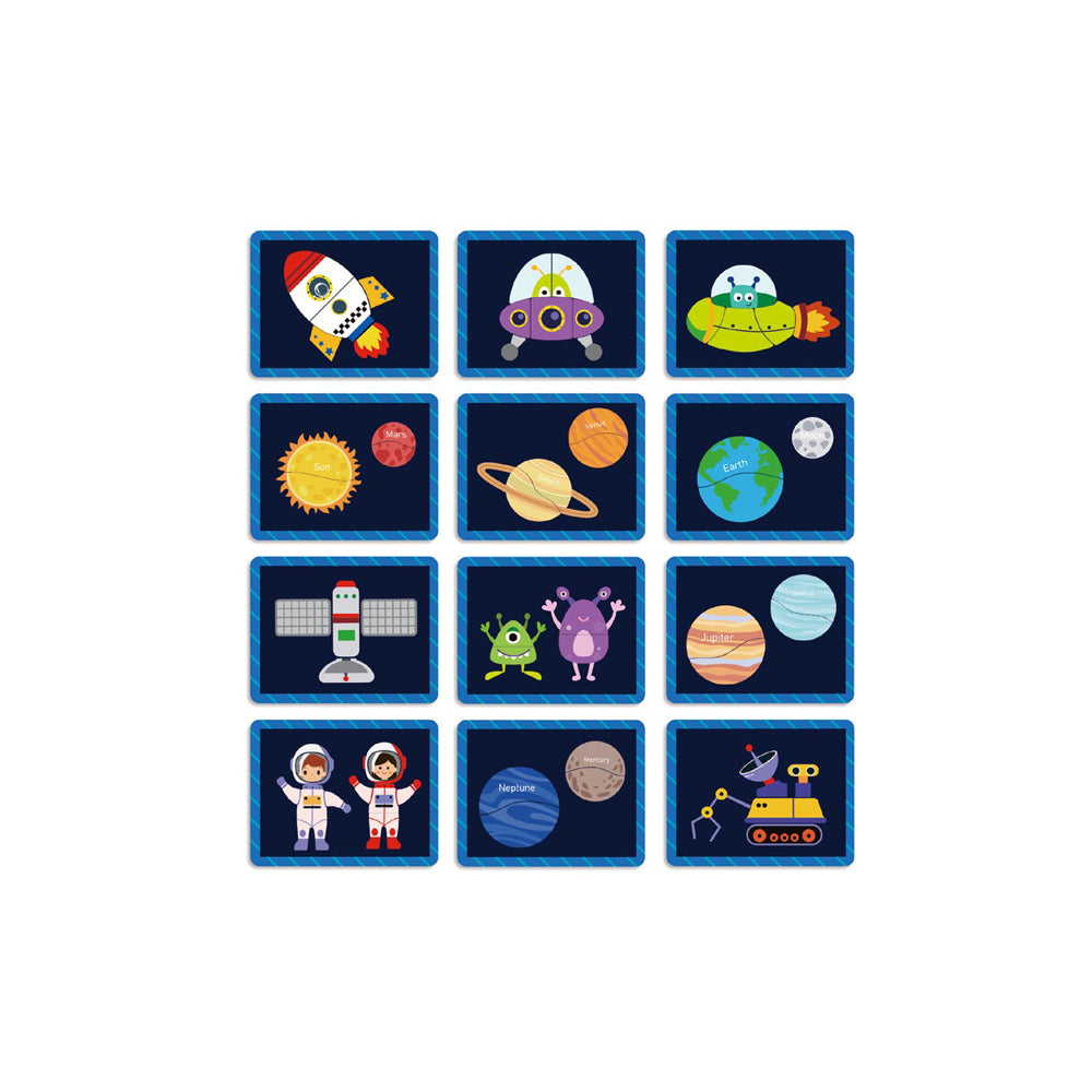 Tooky Toy Magnetic Puzzle Pieces Travel Play Box - Space 3+