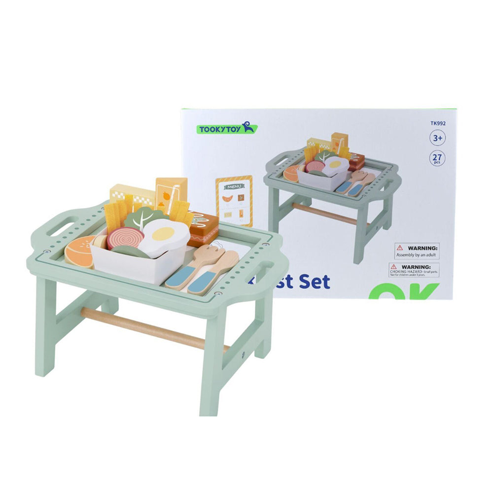 Tooky Toy 29cm Wooden Breakfast In Bed Play Toy Set 3+