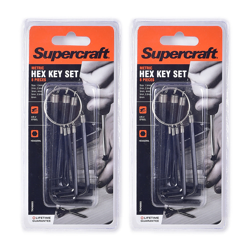 2x 8pc Supercraft Allen Key Metric 1.5-6mm Sizes Set