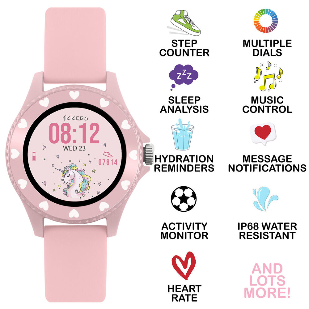 Tikkers Time Series 34 Smart Watch Smart Watch w/ Adjustable Straps - Pink