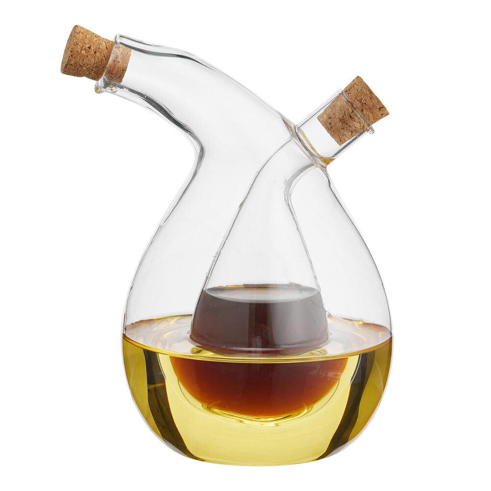 NF Living Duel Oil & Vinegar Cruet 400ml Dual Chamber Glass Kitchenware