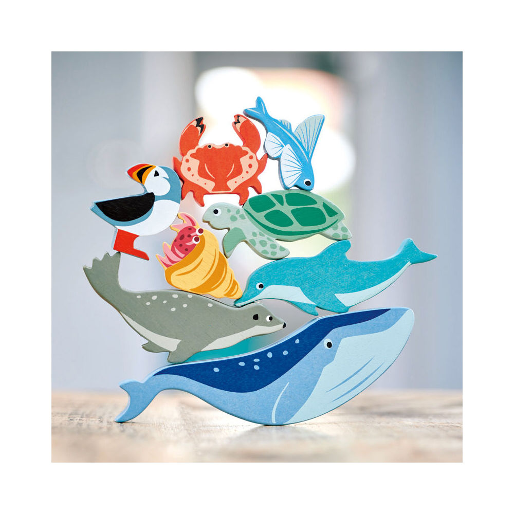 6pc Tender Leaf Toys Seal Wooden Animal Set Kids 3y+