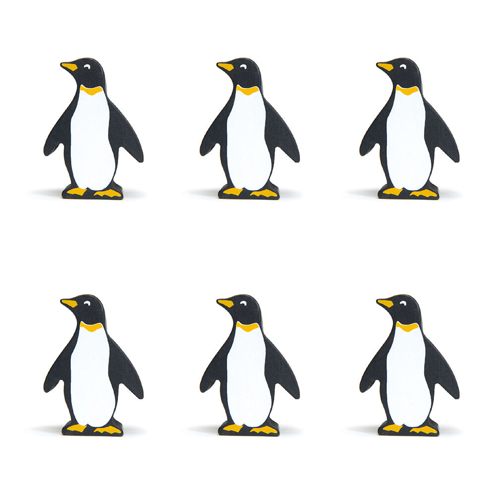 6pc Tender Leaf Toys Penguin Wooden Animal Set Kids 3y+