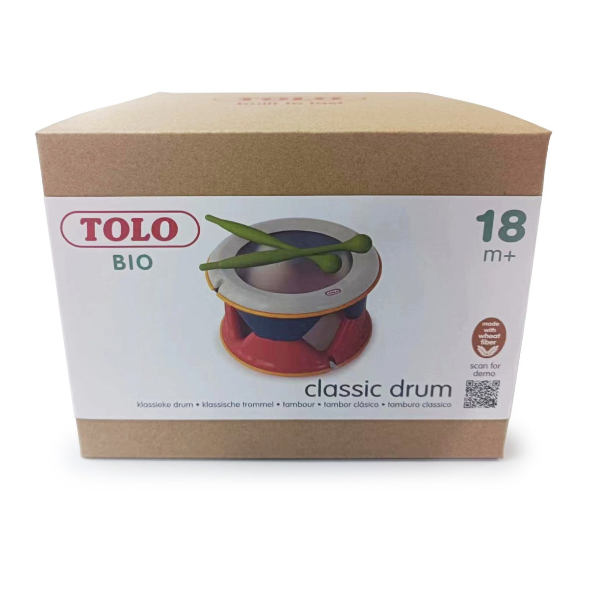 Tolo Toys Bio Plastic 17cm Classic Drum w/2-Drumsticks Kids Toy 18m+