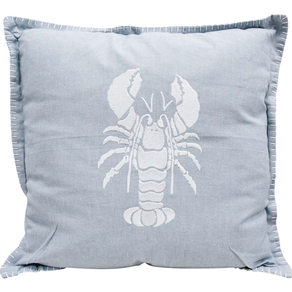 LVD Stonewashed Chambray Cotton Cushion 46x46cm Soft Blue Lobster