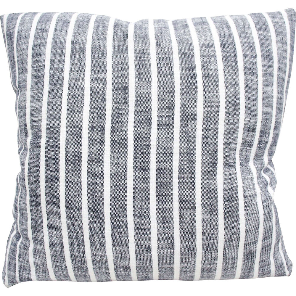 LVD Stonewashed Cotton Harbour Vertical Striped Cushion 50x50cm Navy