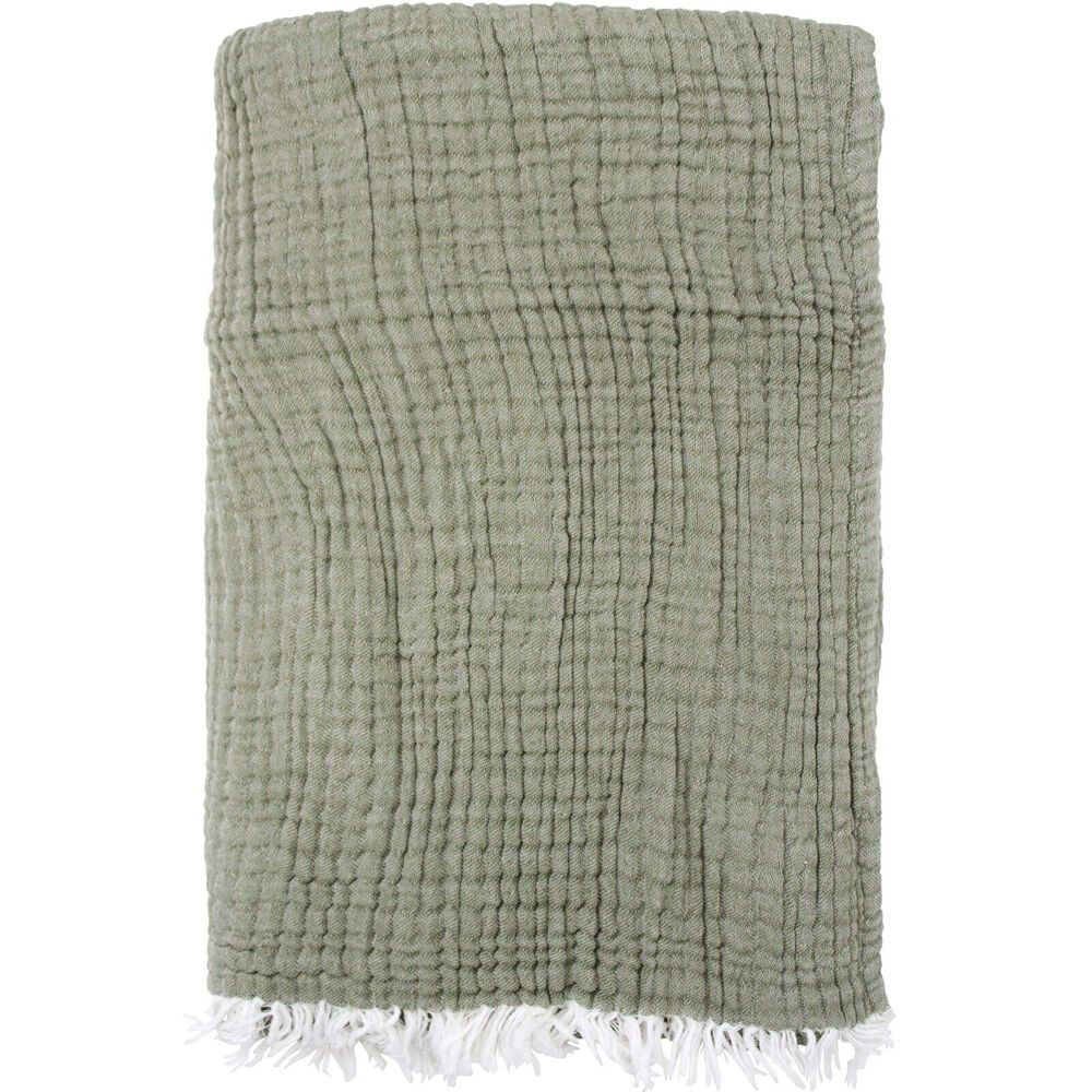LVD Stonewashed 6 Layered Cotton Muslin Throw Blanket 150x250cm Olive Green