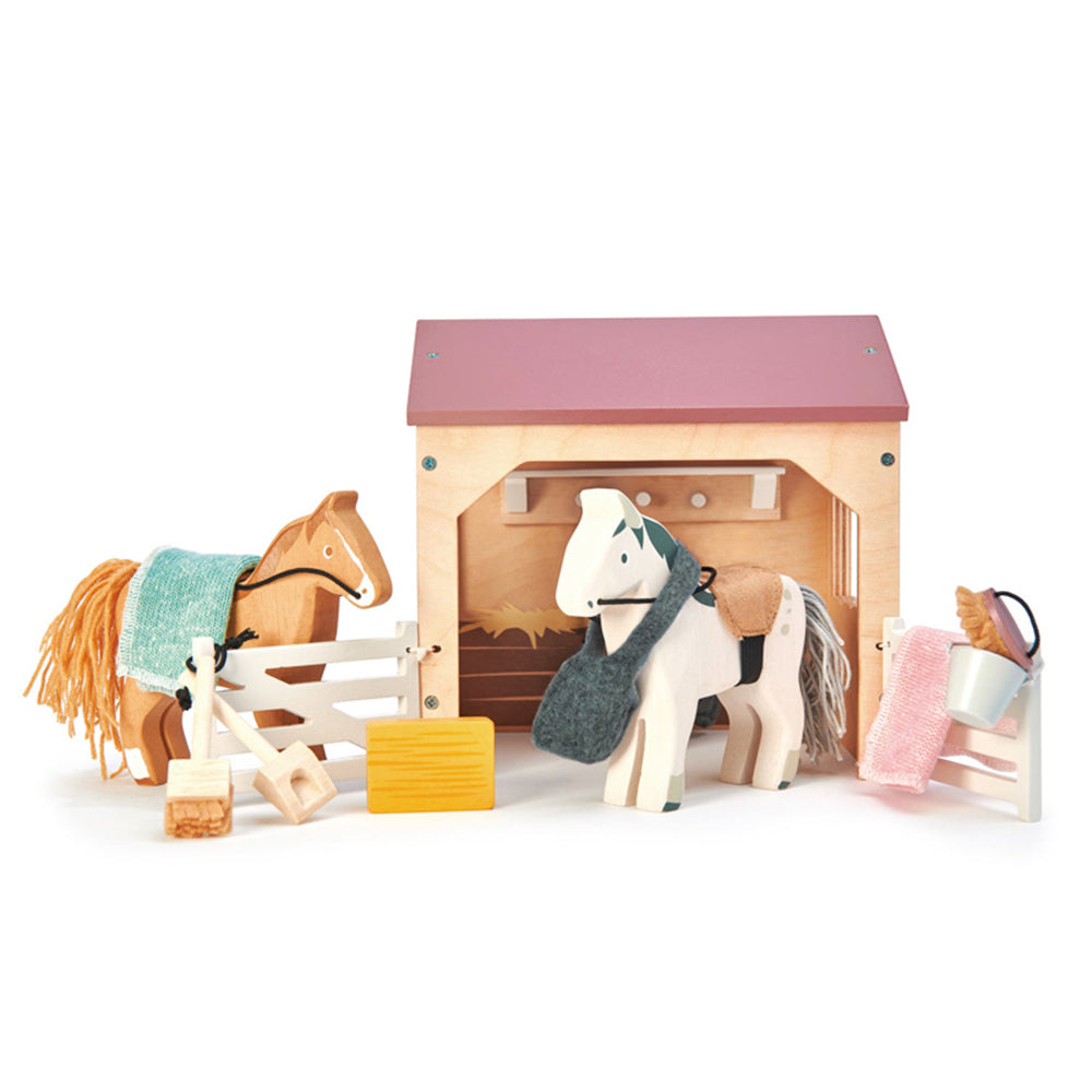 Tender Leaf Toys 19cm The Stables Animal Wooden Toy Set Kids 3y+