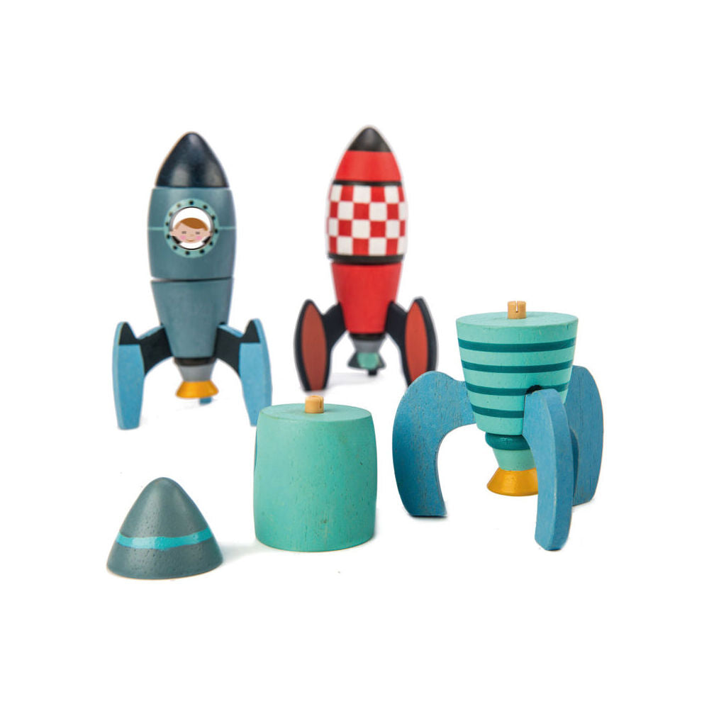 18pc Tender Leaf Toys Rocket Construction Set Wooden Toy 3y+