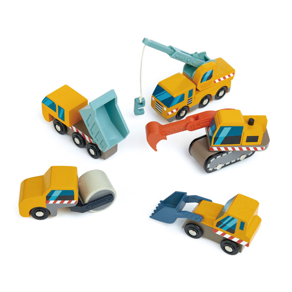 5pc Tender Leaf Toys 17cm Wooden Construction Car Set Kids Toy 3y+