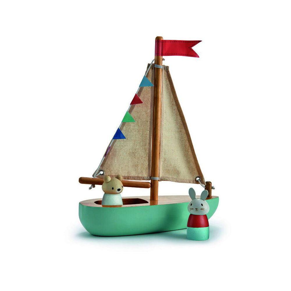 Tender Leaf Toys 23x29.5cm Sailaway Boat Wooden Toy 18m+