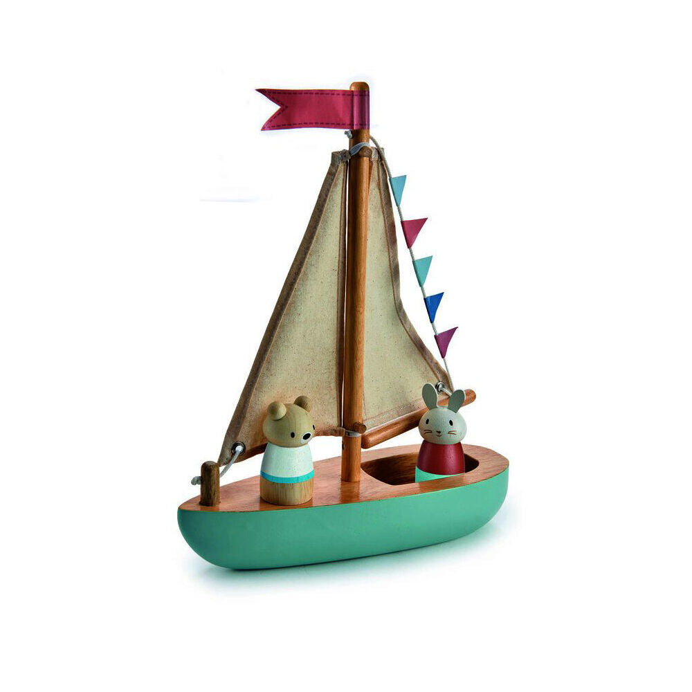 Tender Leaf Toys 23x29.5cm Sailaway Boat Wooden Toy 18m+