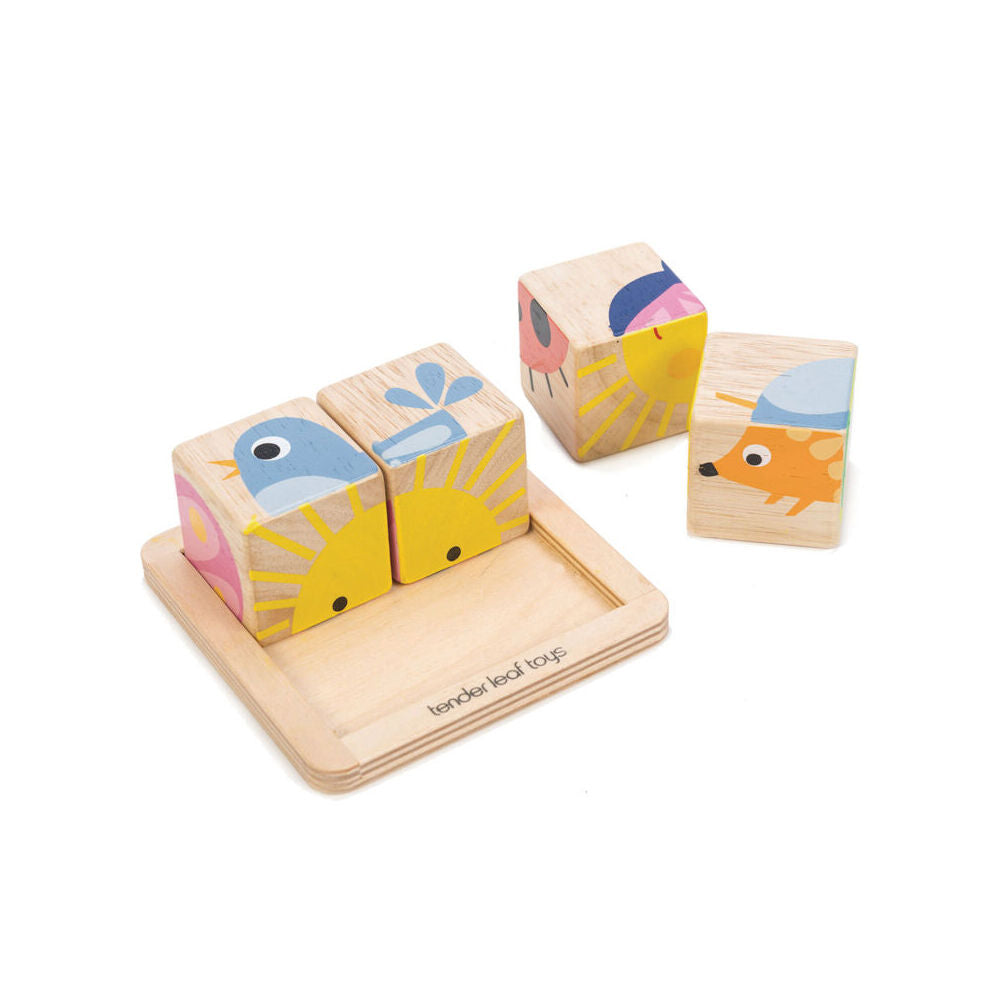 4pc Tender Leaf Toys Baby Blocks w/ Base Wooden Toy 18m+