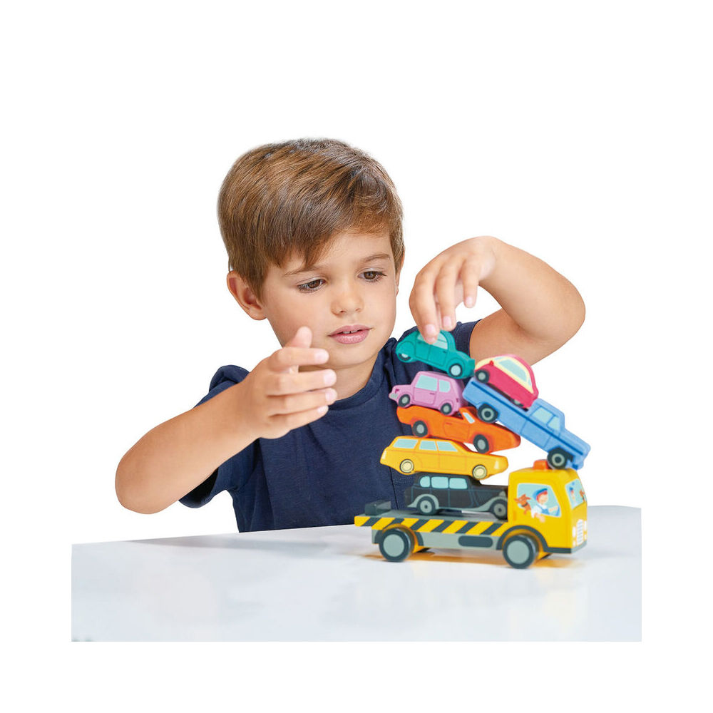 8pc Tender Leaf Toys Stacking Cars Kids Wooden Toy 18m+