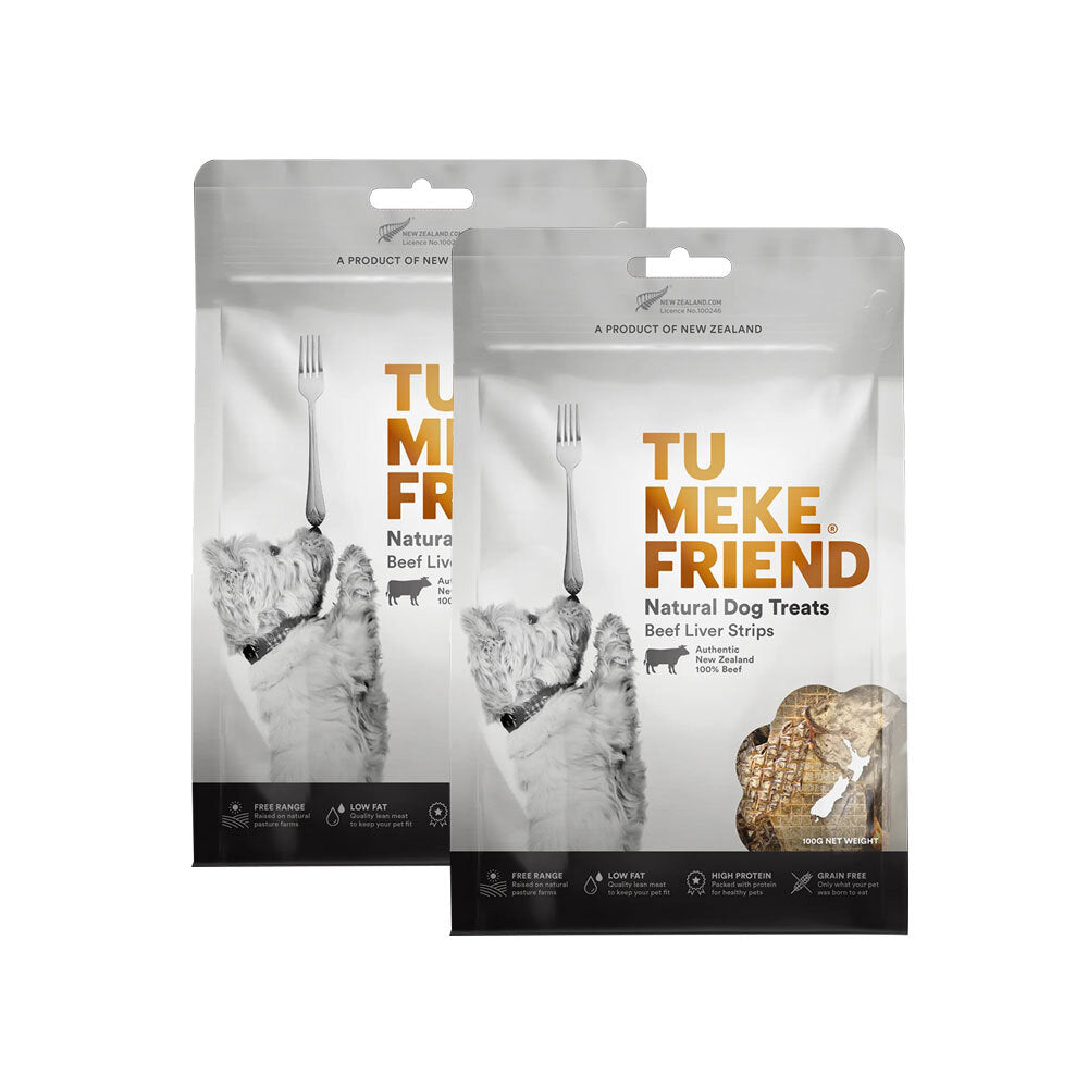 2PK Tu Meke Friend 100g Air-Dried Natural Dog Treats Beef Liver Strips