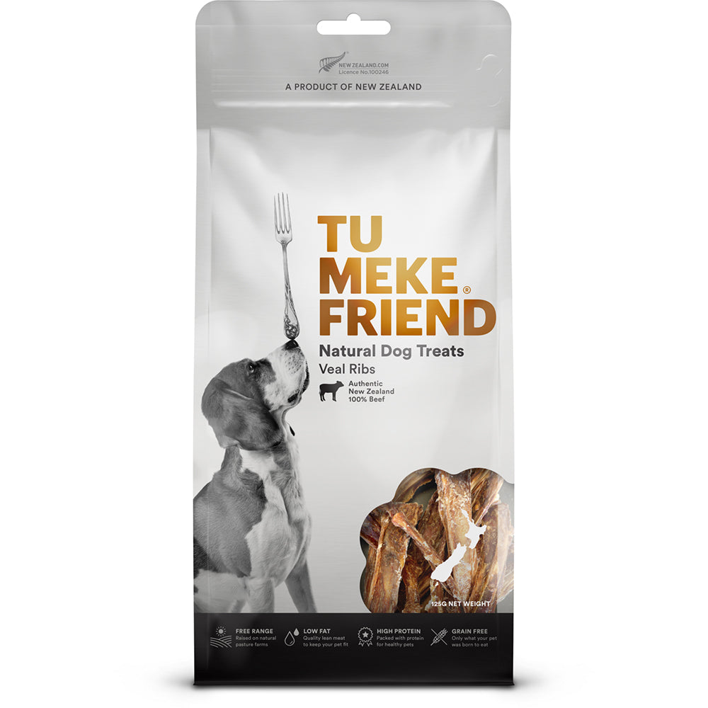 2PK Tu Meke Friend 125g Air-Dried Natural Dog Treats Veal Ribs