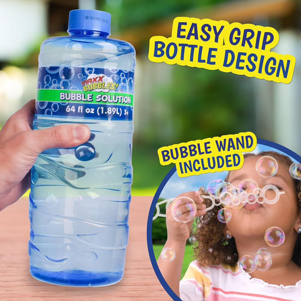 2PK Maxx Bubbles Bubble Solution Refill Bottle w/ Wand 64oz/1.89L Kids Toy