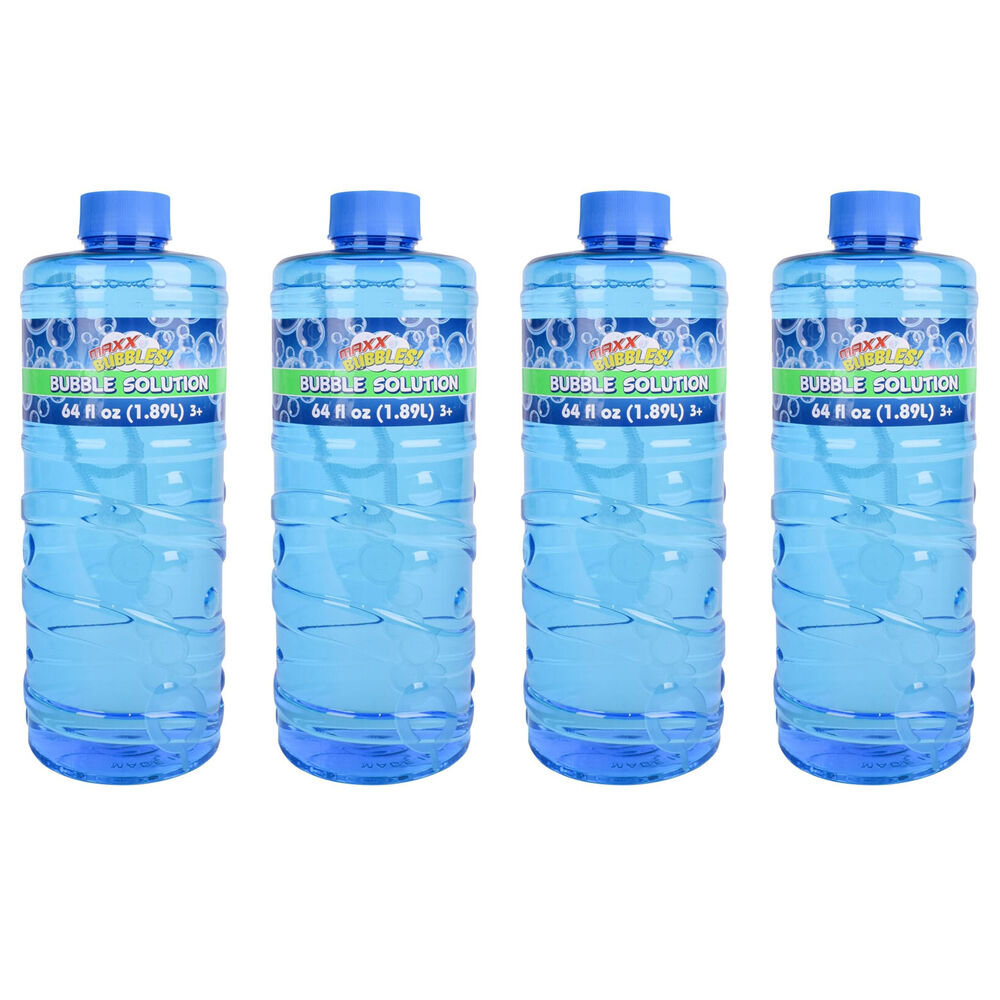 4PK Maxx Bubbles Bubble Solution Refill Bottle w/ Wand 64oz/1.89L Kids Toy