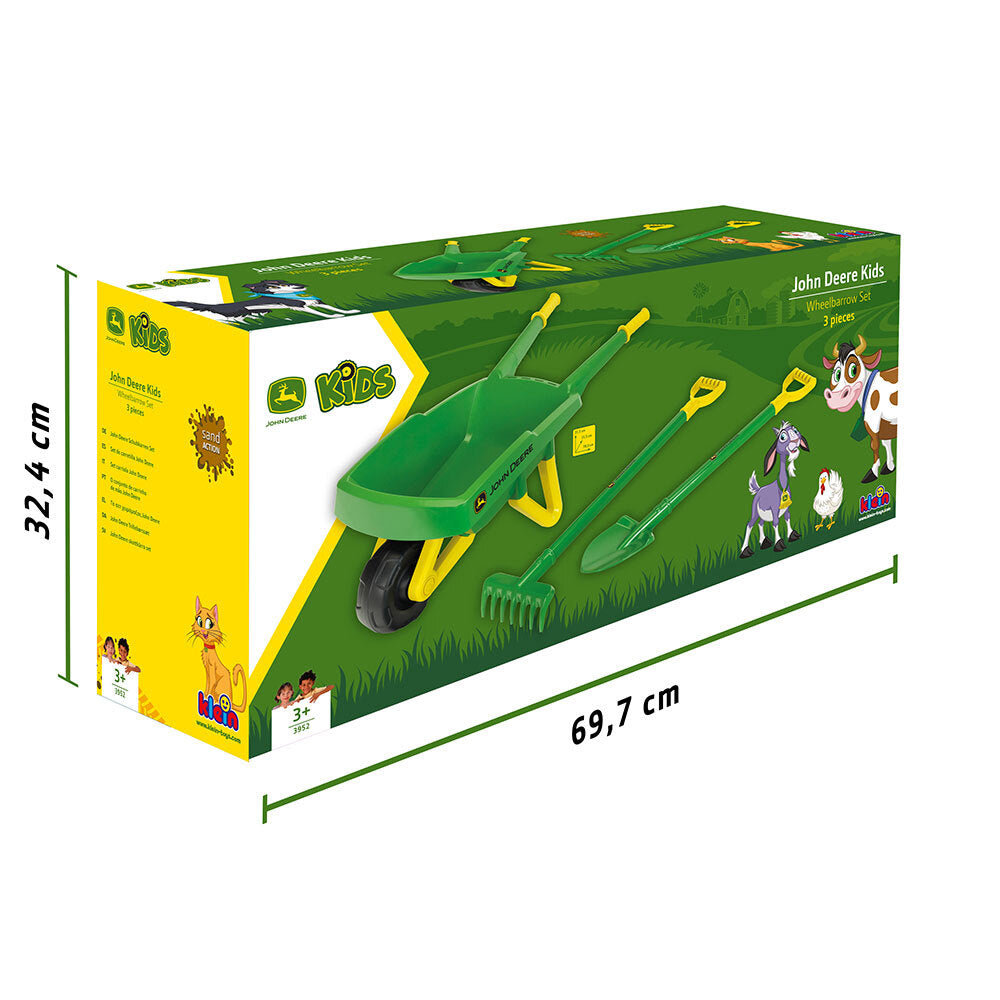 John Deere Kids/Childrens Wheelbarrow Gardening Toy Set 78cm 3Y+