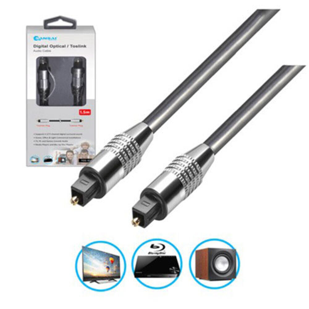 Sansai 1.5m Digital Audio Optical/Toslink Fibre Lead Cable