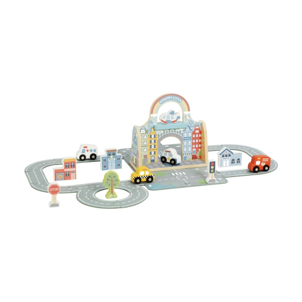 Tooky Toy Felt City Playset Wooden Portable Play Mat Set Kids/Children 3y+
