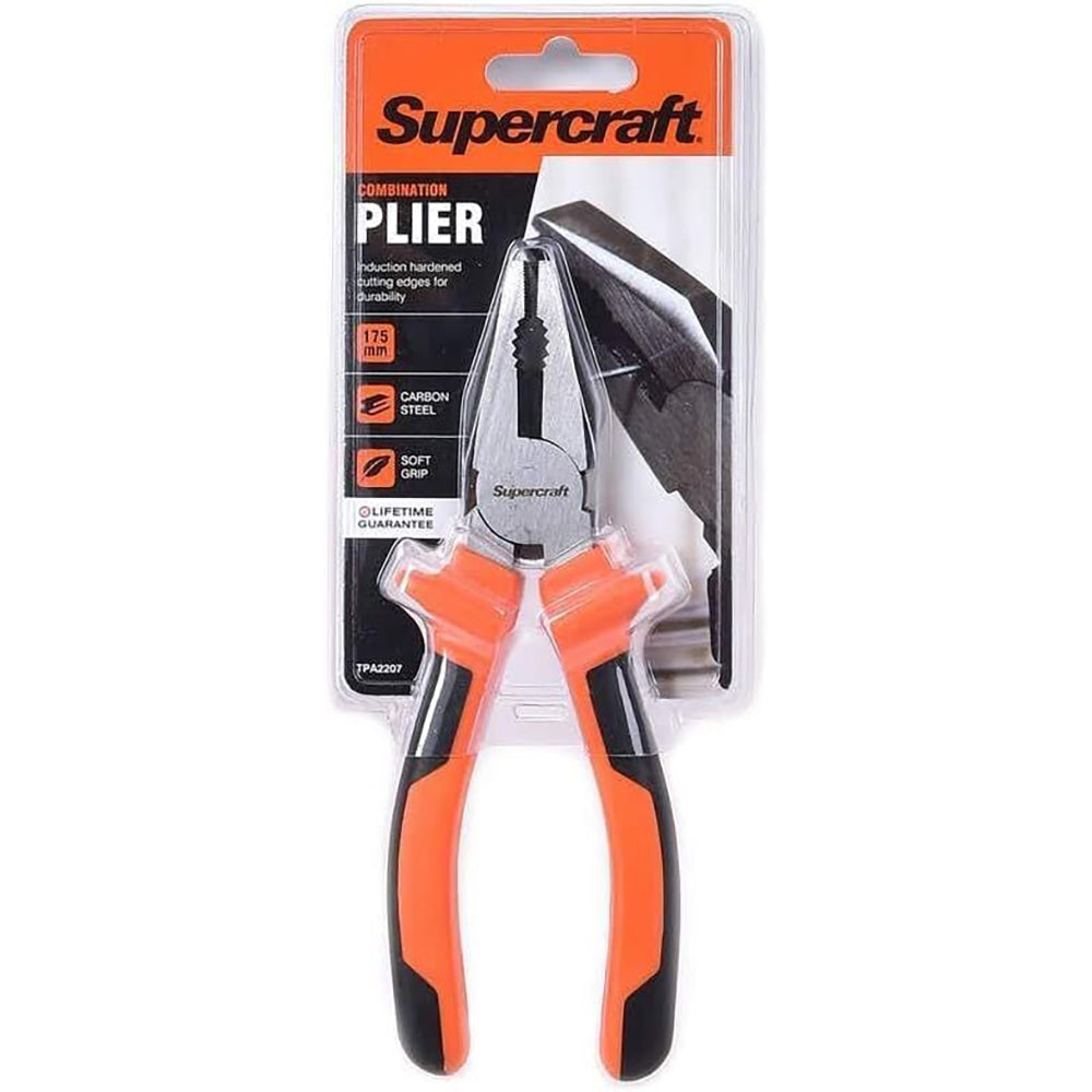 2PK Supercraft Combination Stub Nose Soft Grip Carbon Steel Pliers 175mm