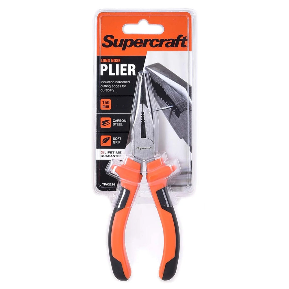 2PK Supercraft Long Nose Pliers Carbon Steel 150mm Soft Grip