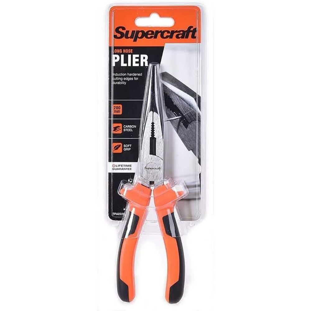 2PK Supercraft Long Nose Pliers Carbon Steel 200mm Soft Grip