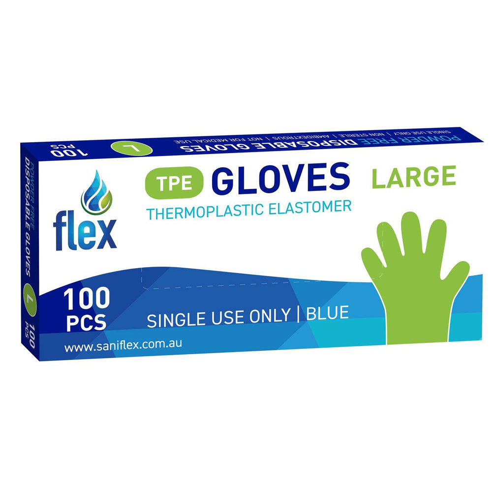 1000pc Saniflex TPE Disposable Hand Gloves Blue Size L