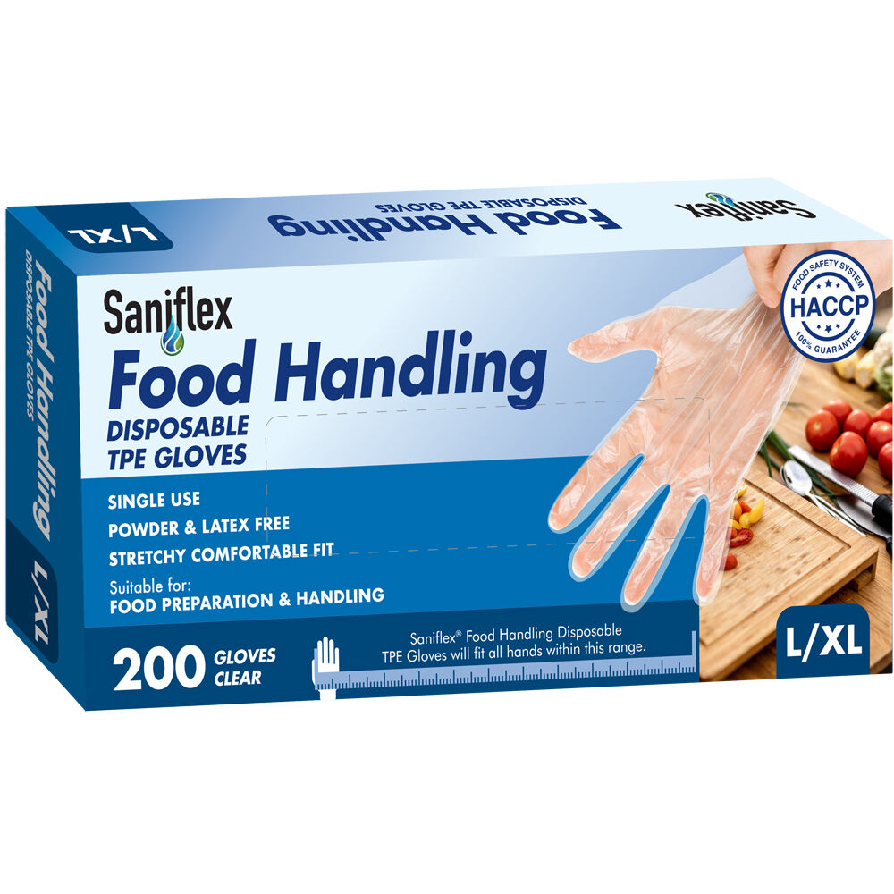 6x 200pc Saniflex TPE Powder-Free Disposable Gloves Size L/XL