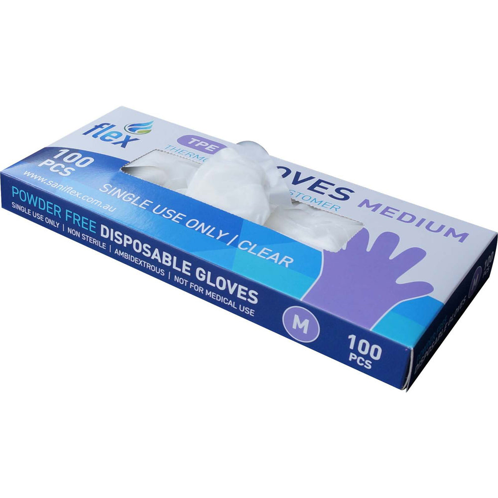 1000pc Saniflex TPE Disposable Gloves Clear Size M