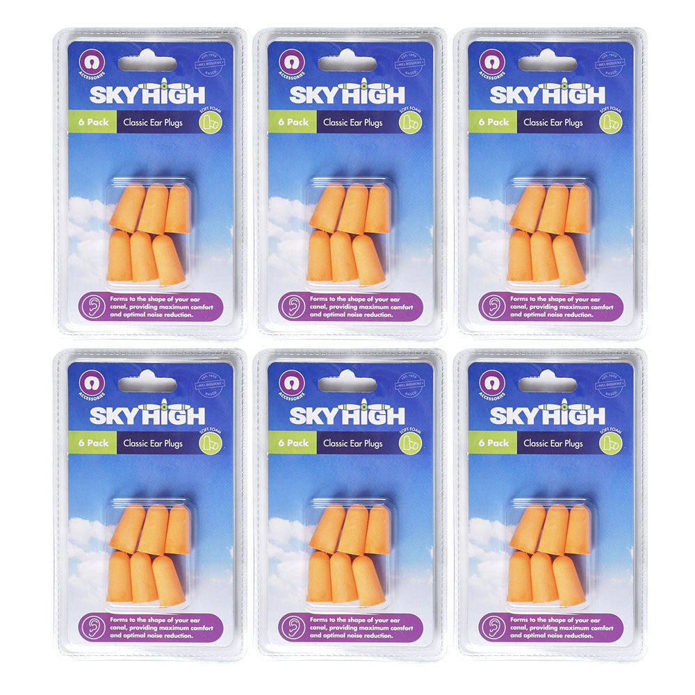 6PK Sky High Travel Portable Lightweight Protective Classic Ear Plugs