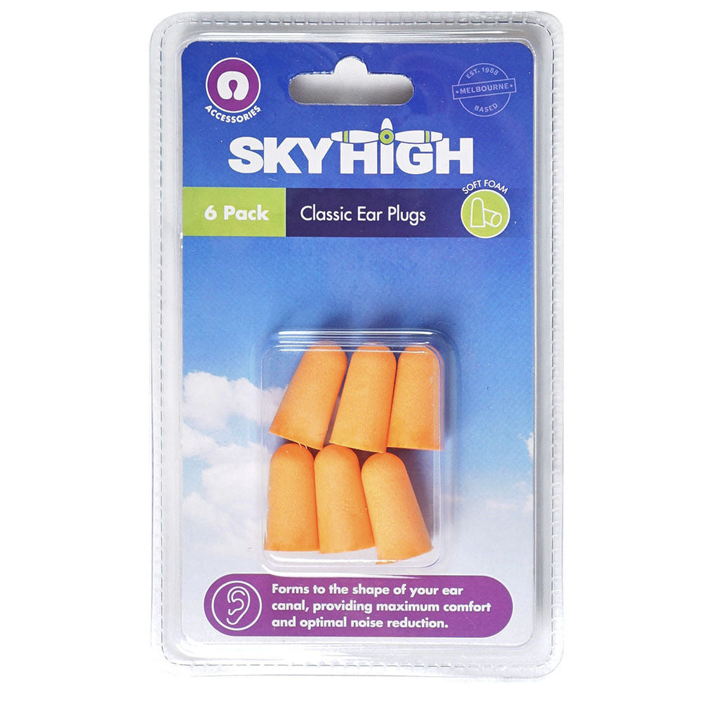 6PK Sky High Travel Portable Lightweight Protective Classic Ear Plugs