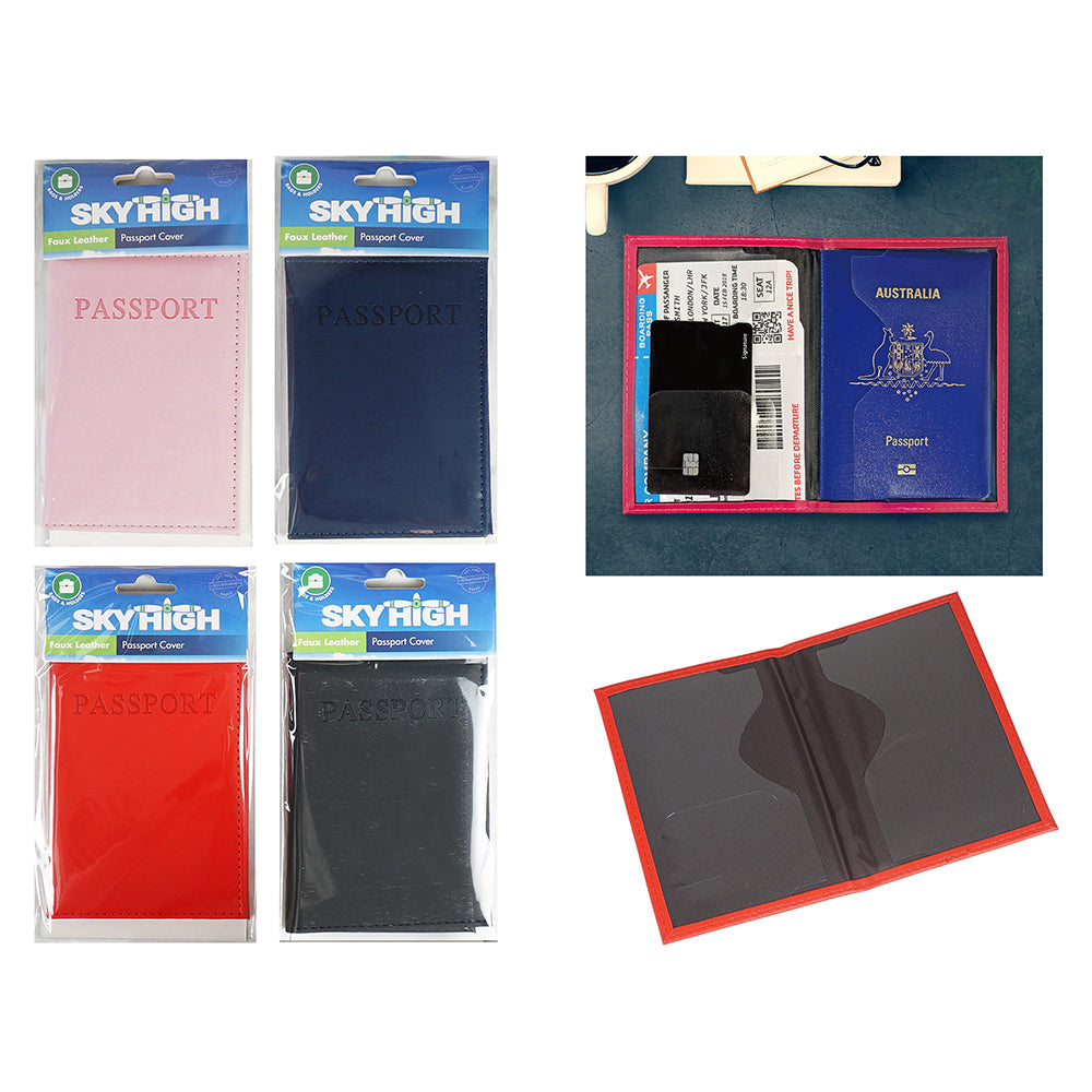 4PK Sky High Travel Passport Holder - Solid Colour Assorted Colours