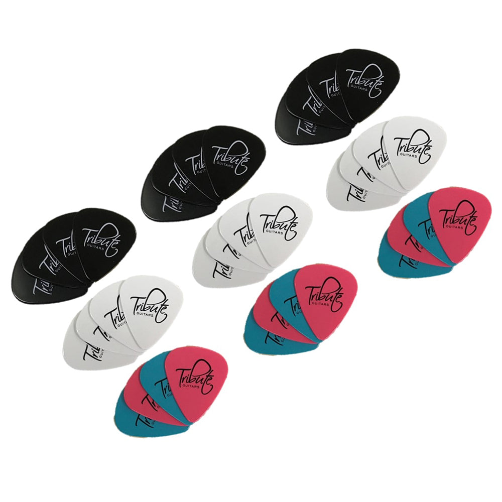 36pc Tribute Coloured Guitar Plectrum Picks Medium 0.74mm Assorted