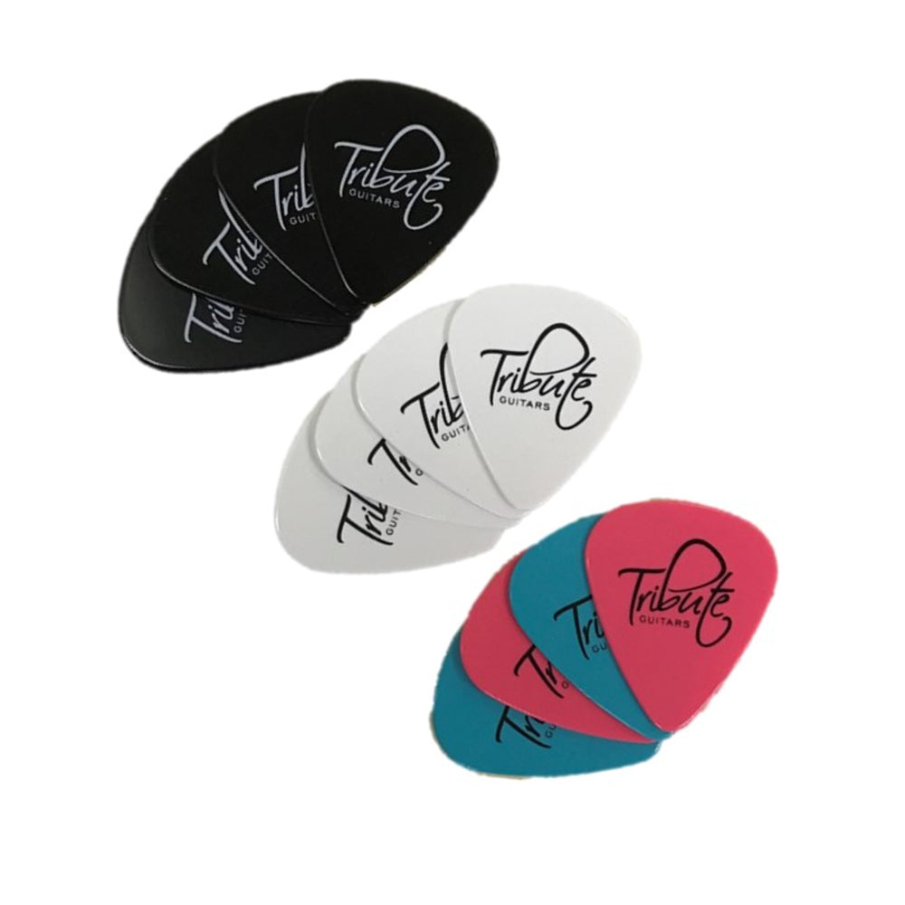 36pc Tribute Coloured Guitar Plectrum Picks Medium 0.74mm Assorted