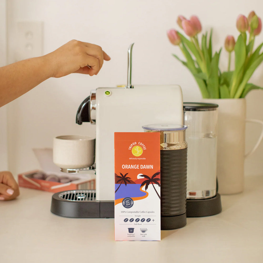 60pc Tripod Coffee Orange Dawn Strong Coffee Capsules
