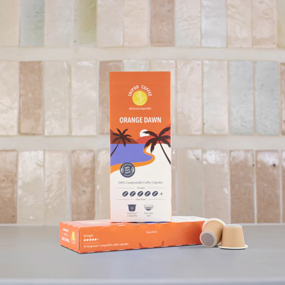 60pc Tripod Coffee Orange Dawn Strong Coffee Capsules