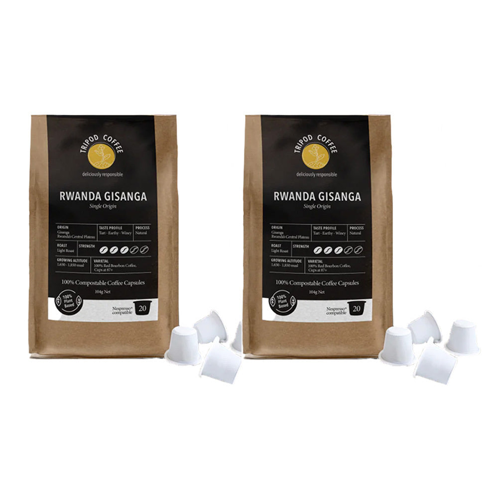 40pc Tripod Coffee Rwanda Gisanga Single Origin Coffee Capsules
