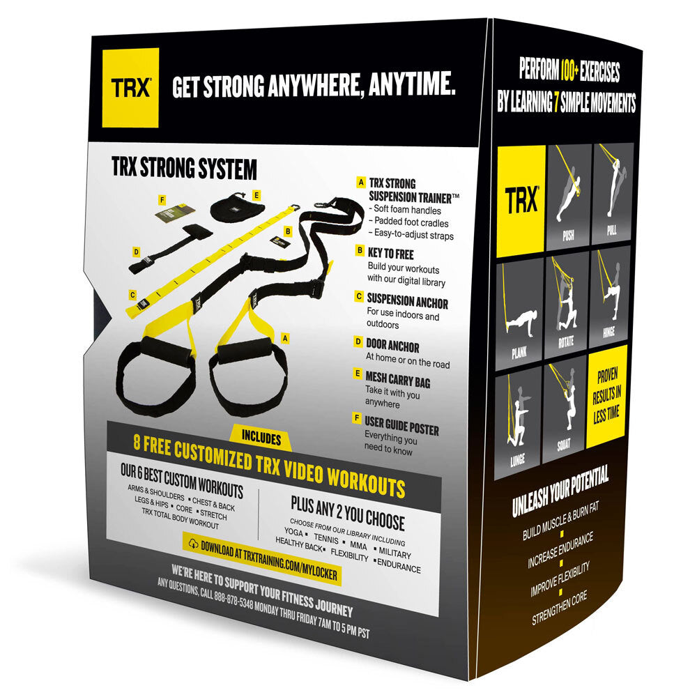 Trx Strong Suspension Trainer Kit w/ Straps/Door Anchor/Mesh Bag