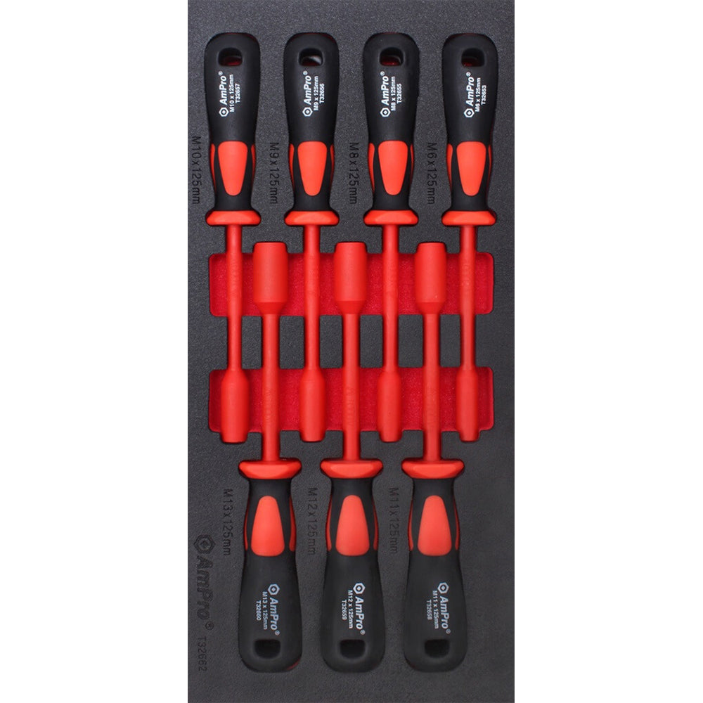 7pc Ampro 125mm Insulated Nut Driver Tool Set TS42662
